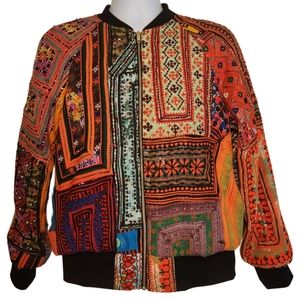 Handmade Patchwork Bomber Jacket Bohemian Vibes Unisex L